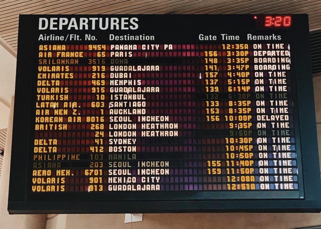 New Zealand's Managed Isolation: LAX airport departures board