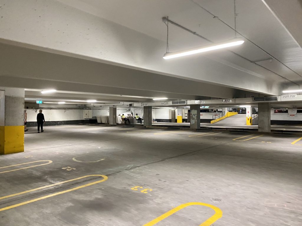 New Zealand's Managed Isolation: exercise area in the parking garage