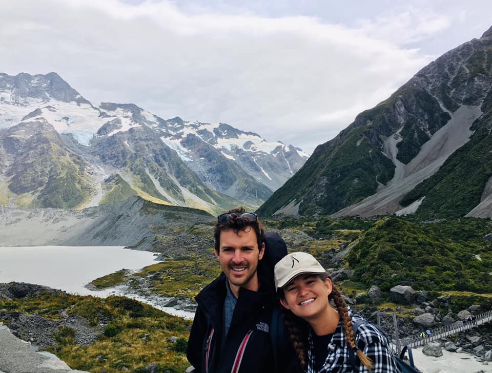 niki and ben at hooker valley track, aoraki/mt cook national park, new zealand